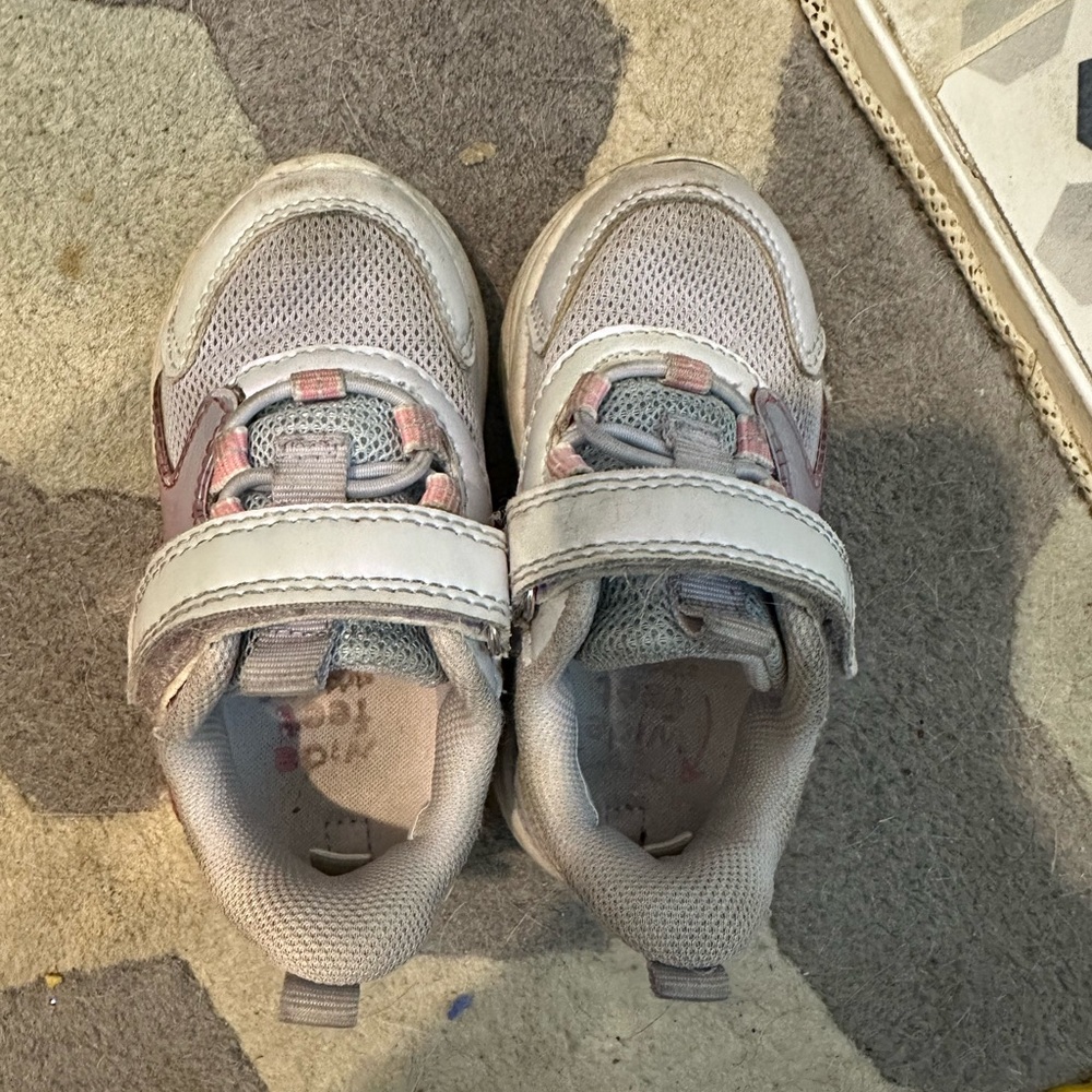 Kids Gray and Pink Stride Rite light up sneakers